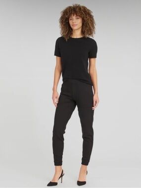 (M) Spanx Perfect Pant Joggers Black Medium Ponte Business Casual Pull-on